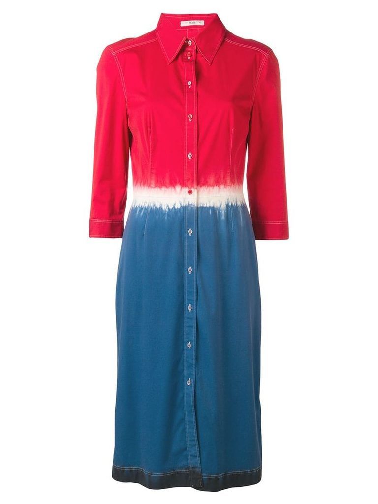 PRADA PRE-OWNED color block shirt dress - Red