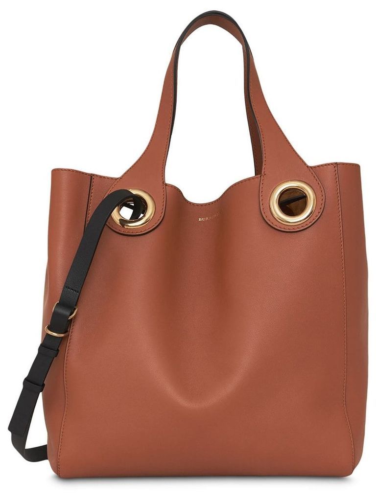 Burberry The Leather Grommet Detail Tote - Brown
