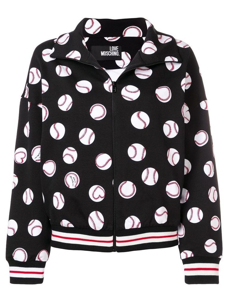 Love Moschino baseball ball print jacket - Black