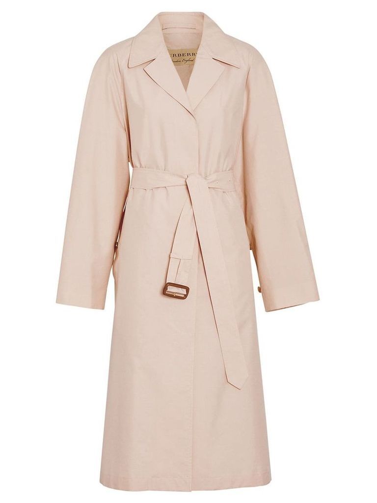 Burberry Belted Check Cotton Silk Car Coat - Pink