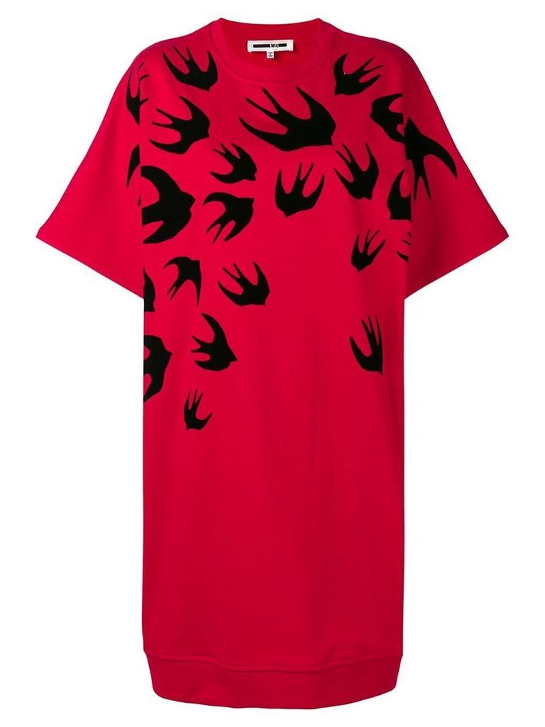 McQ Alexander McQueen Swallow Swarm sweatshirt dress - Red