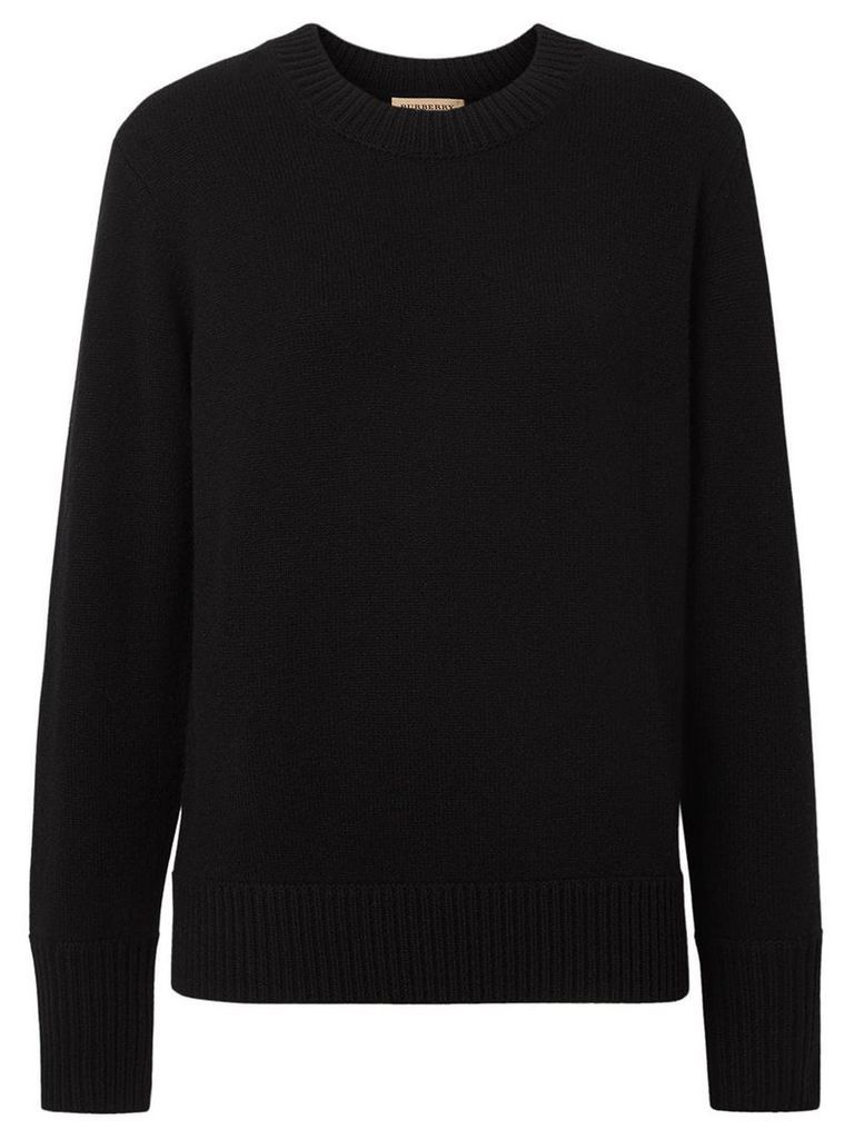 Burberry Embroidered Crest Cashmere Sweater - Black