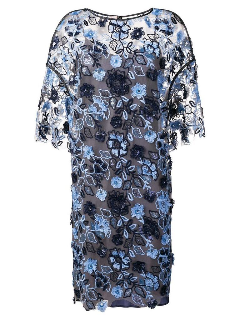 Antonio Marras floral embroidered shift dress - Blue