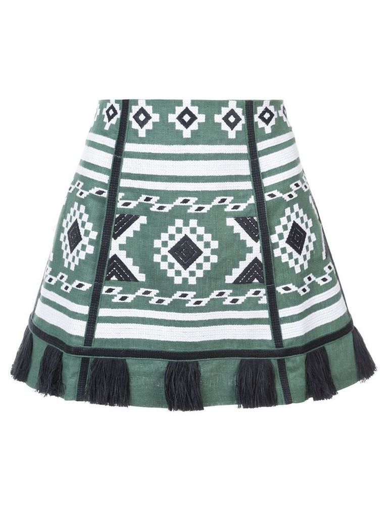 Vita Kin embroidered tassel skirt - Green