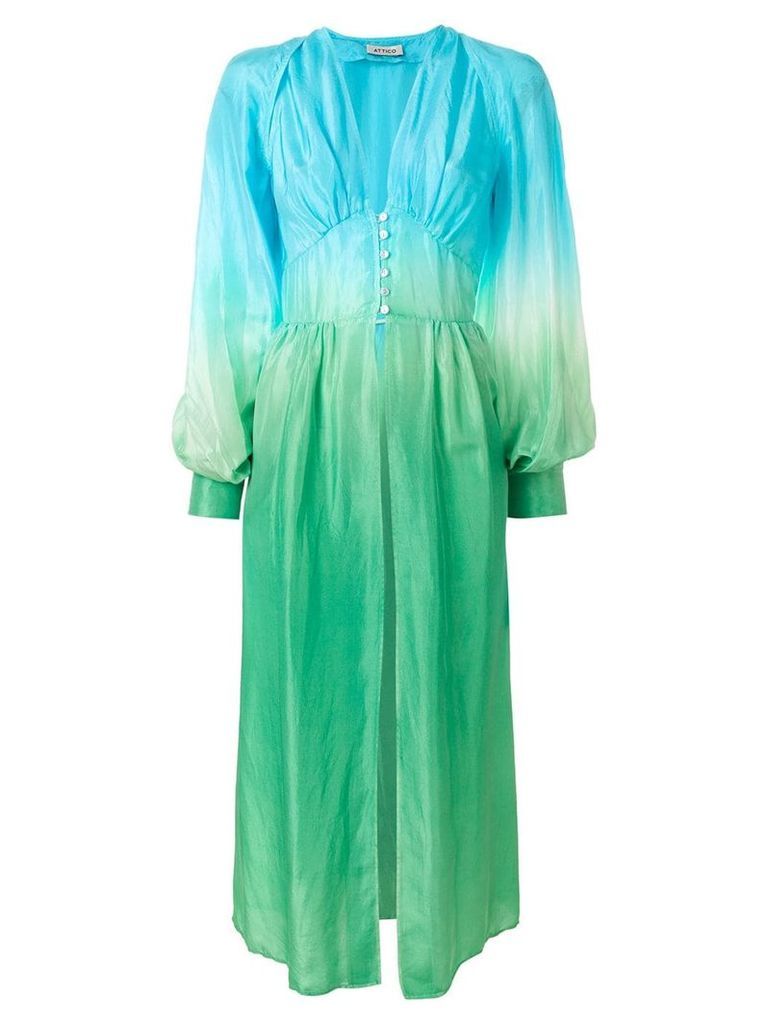 The Attico ombré-print silk dress - Green