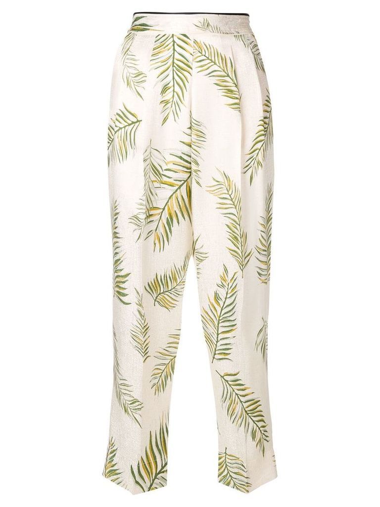 Forte Forte feather print trousers - White