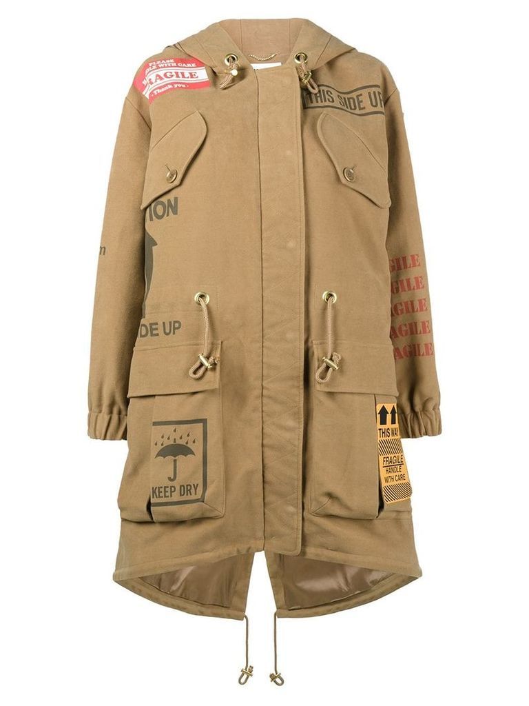 Moschino printed oversized hooded parka - Neutrals