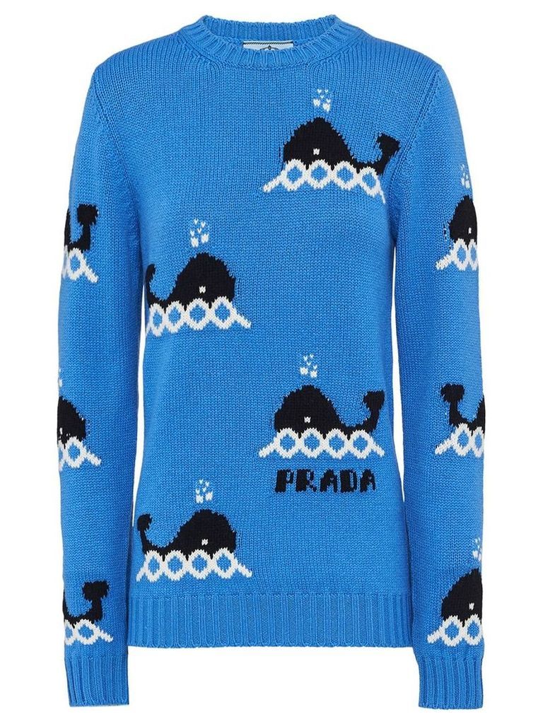 Prada whale intarsia jumper - Blue
