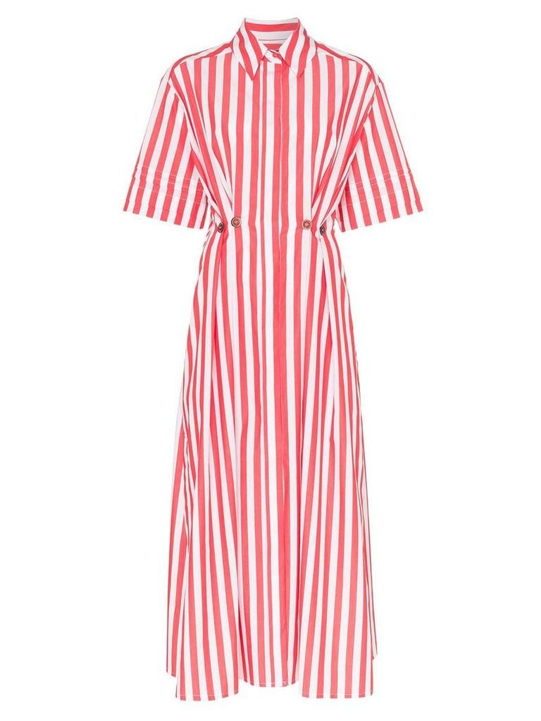 Evi Grintela Patty stripe print cotton shirt dress - Red