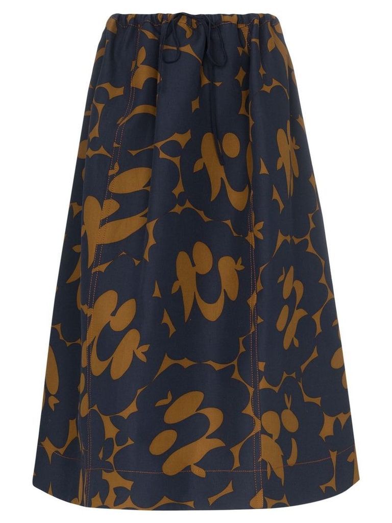 Marni drawstring waist floral print skirt - Blue