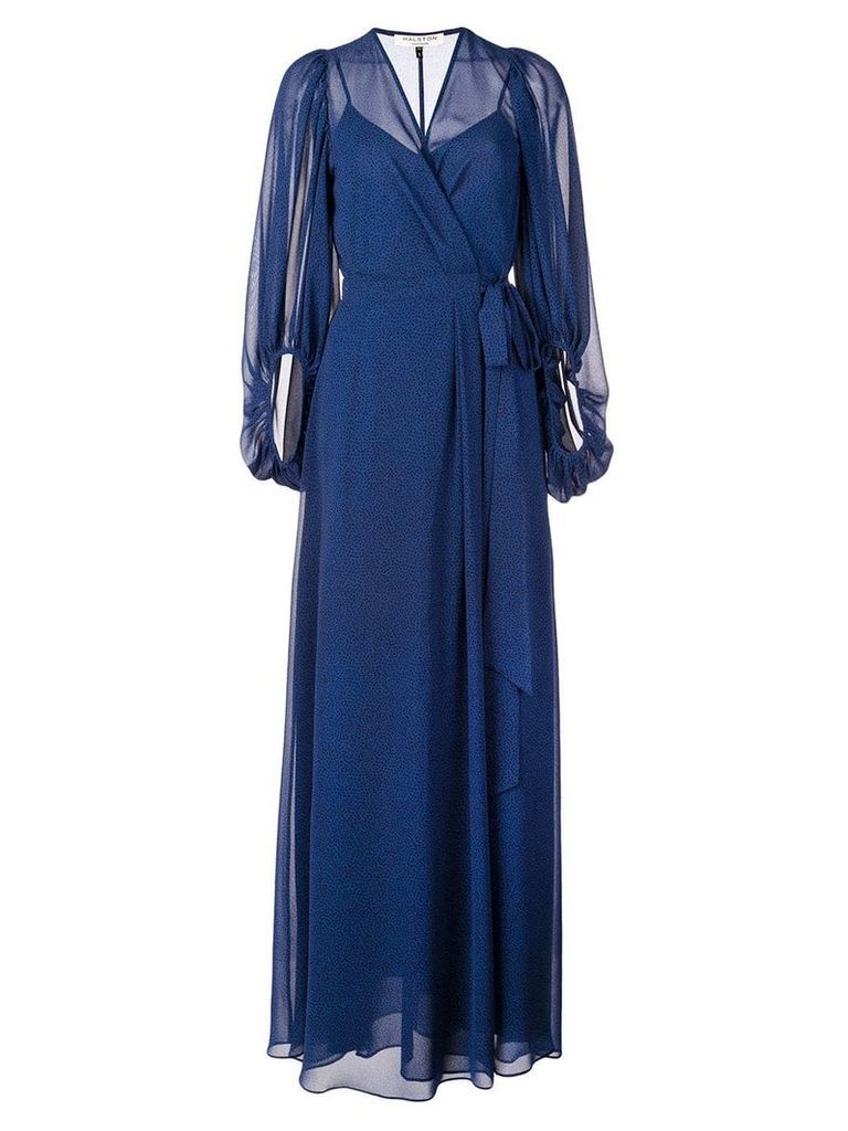 Halston Heritage long wrap evening dress - Blue