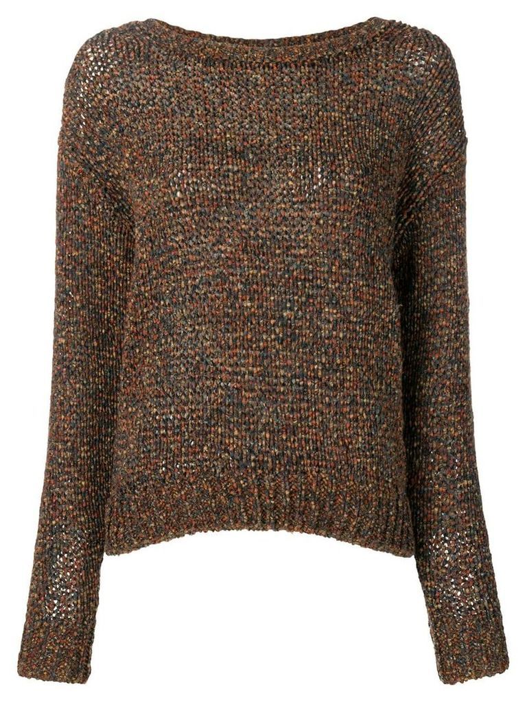 Closed chunky knit jumper - Brown