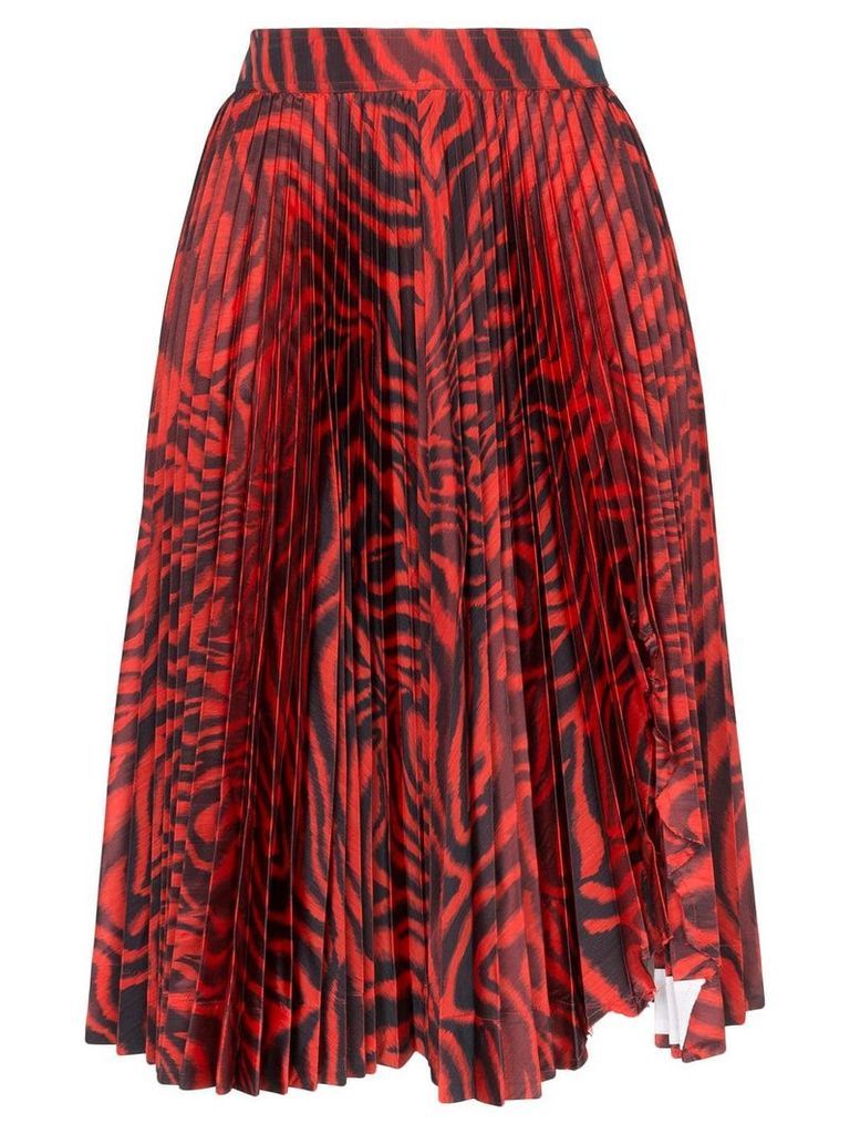 Calvin Klein 205W39nyc zebra print pleated silk-blend skirt - Red