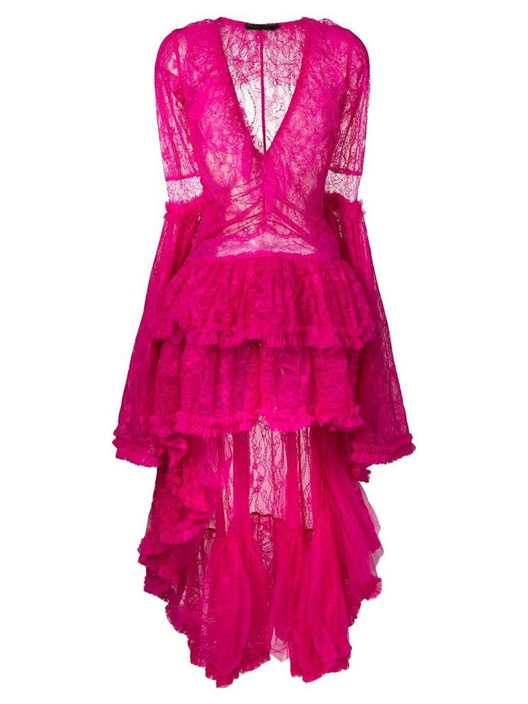 Amen frill tiered lace dress - Pink