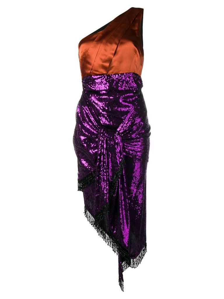 Christian Pellizzari one shoulder sequinned dress - Purple