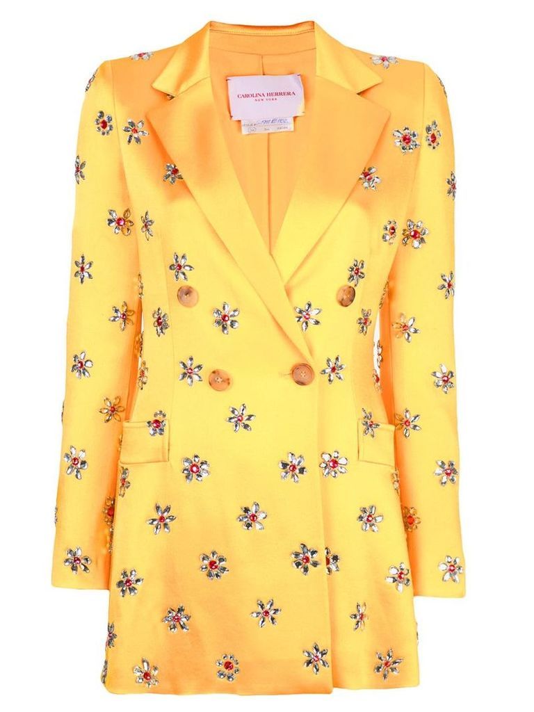 Carolina Herrera embellished double breasted blazer - Yellow