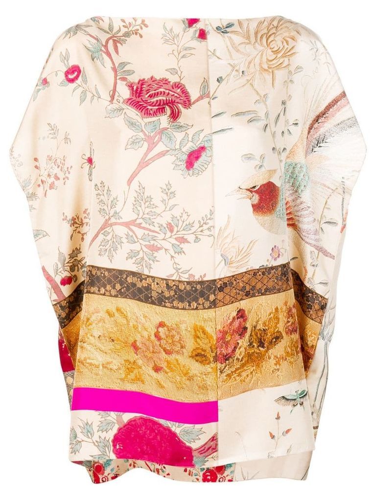Pierre-Louis Mascia multi-pattern draped blouse - Neutrals