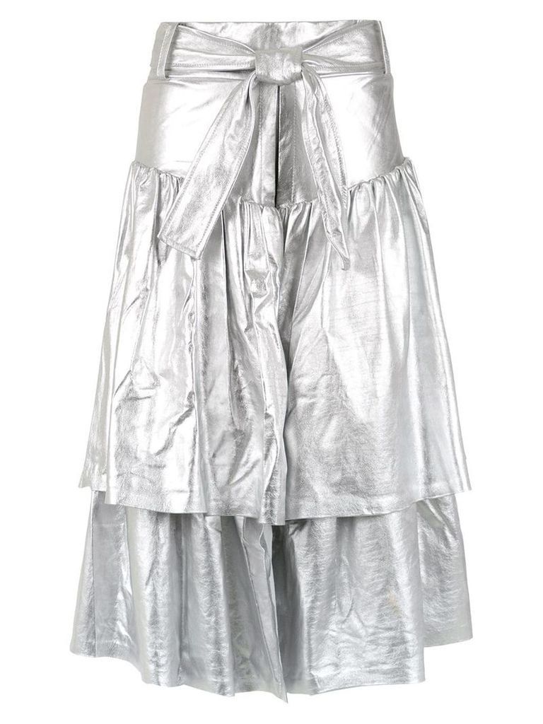 Andrea Bogosian leather midi skirt - Silver