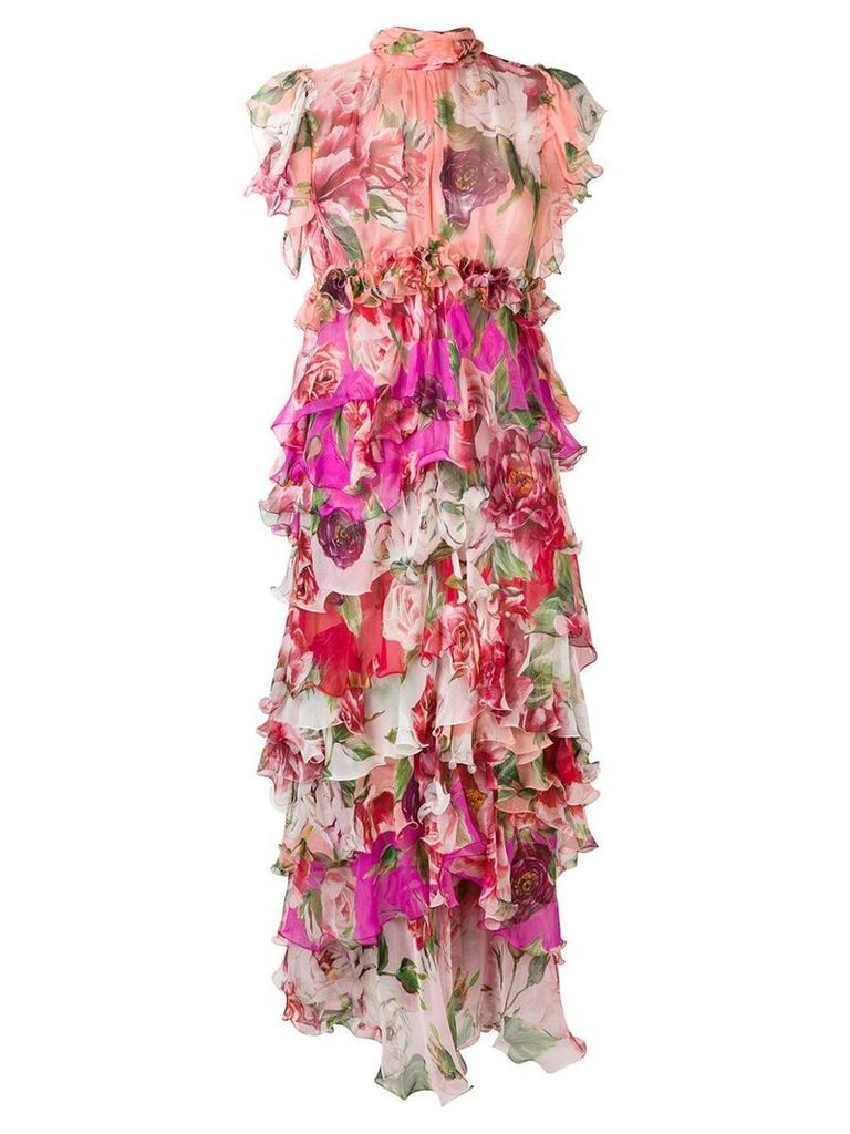 Dolce & Gabbana floral print evening dress - Pink