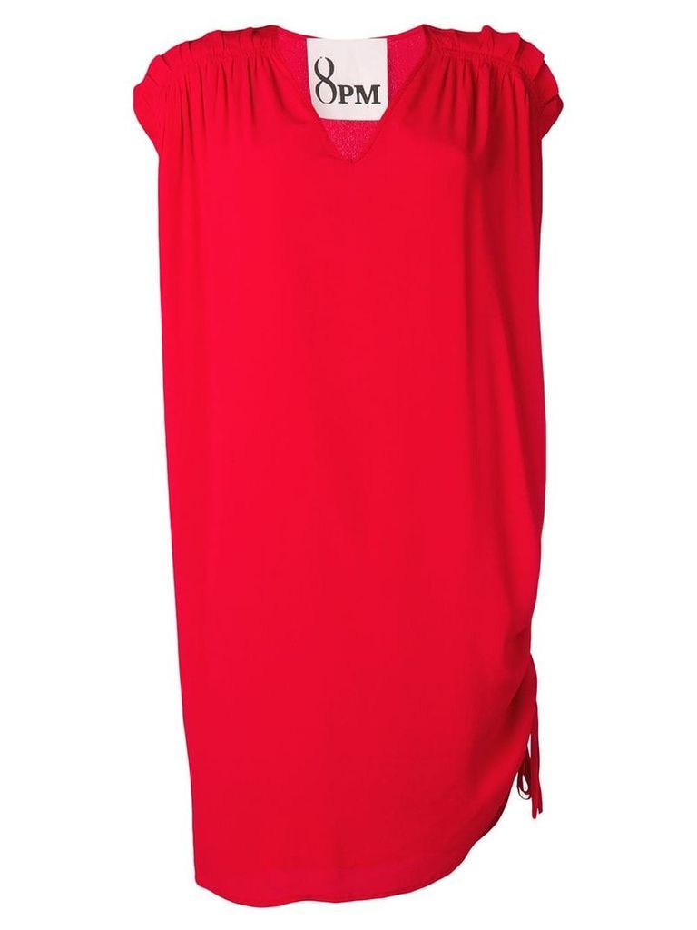 8pm pleated shoulder shift dress - Red