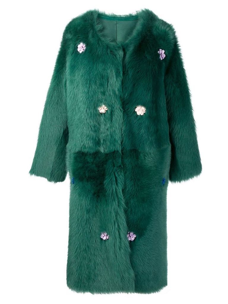 Liska Montena long shearling coat - Green