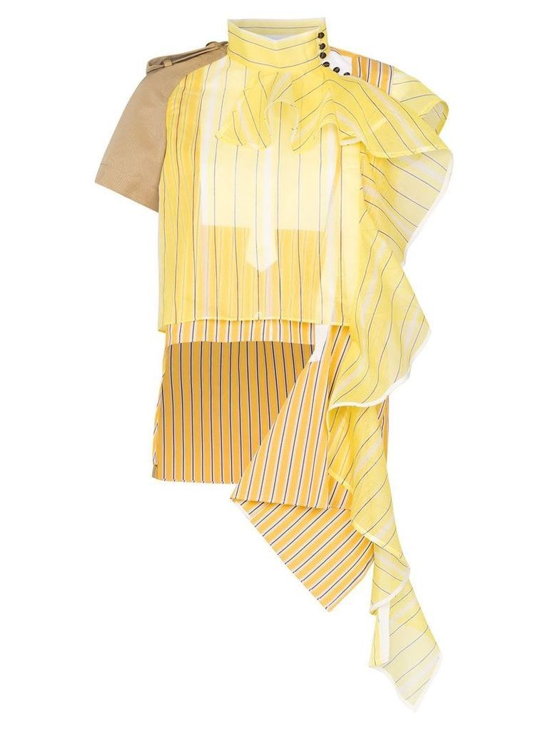 Sacai asymmetric draped detail blouse - Yellow