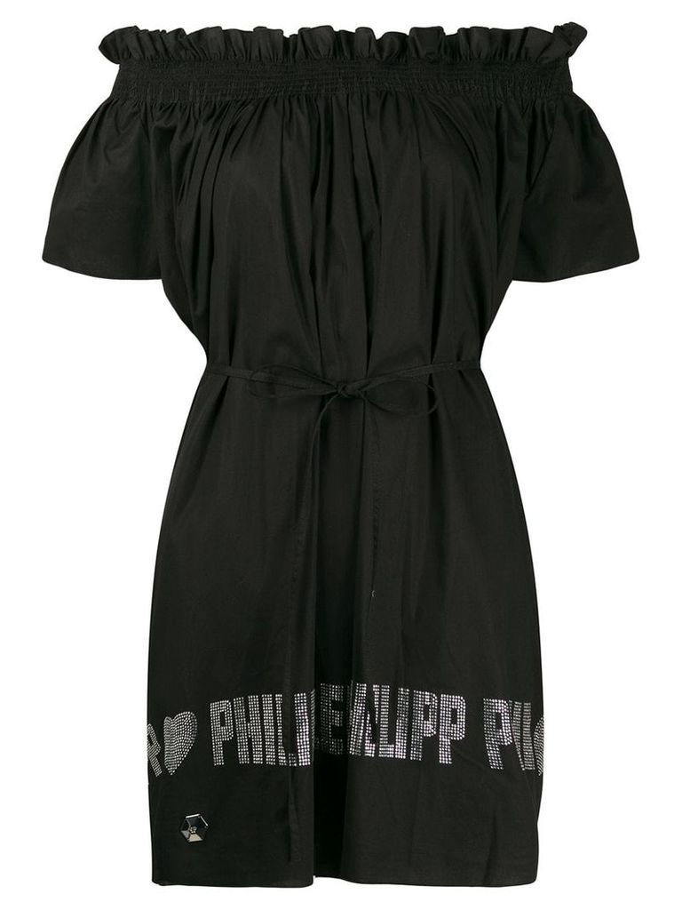 Philipp Plein off the shoulder dress - Black