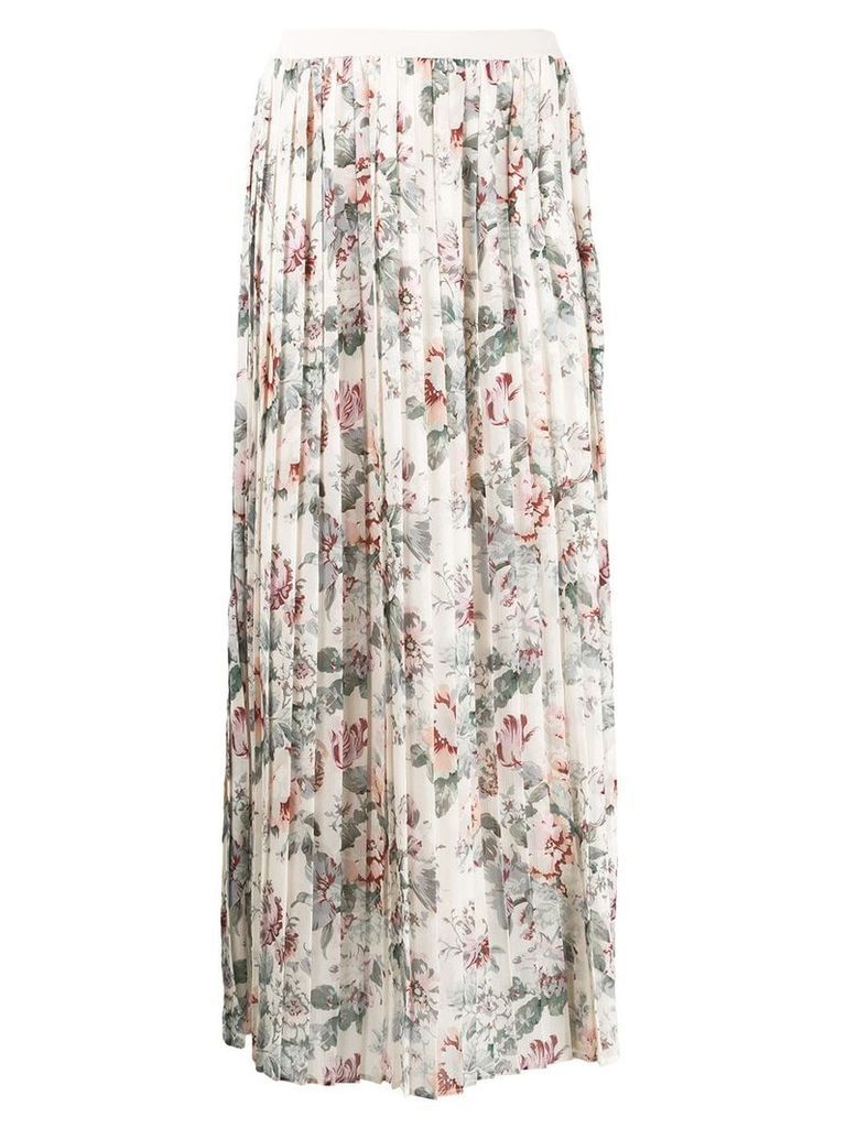 Semicouture floral print pleated skirt - Neutrals