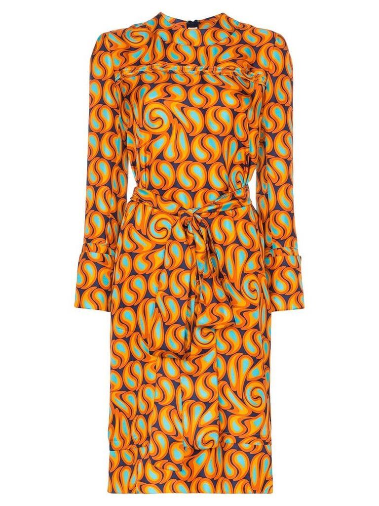Marni tie-waist printed dress - Orange
