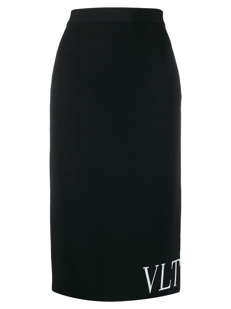 Valentino logo pencil skirt - Black