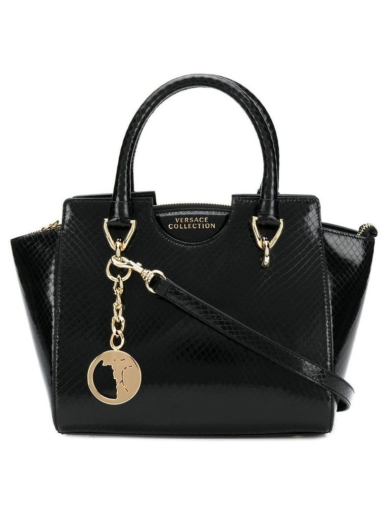 Versace Collection textured leather tote bag - Black