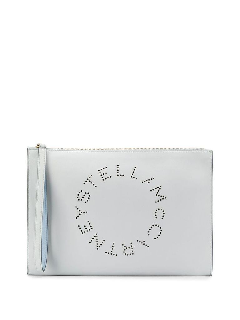 Stella McCartney perforated logo clutch - Blue