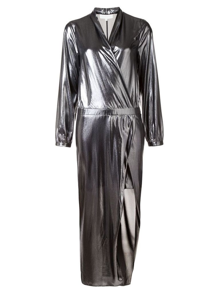 Michelle Mason metallic wrap dress