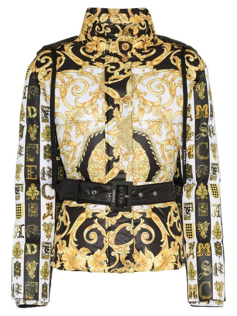 Versace Baroque print hooded puffer jacket - Black