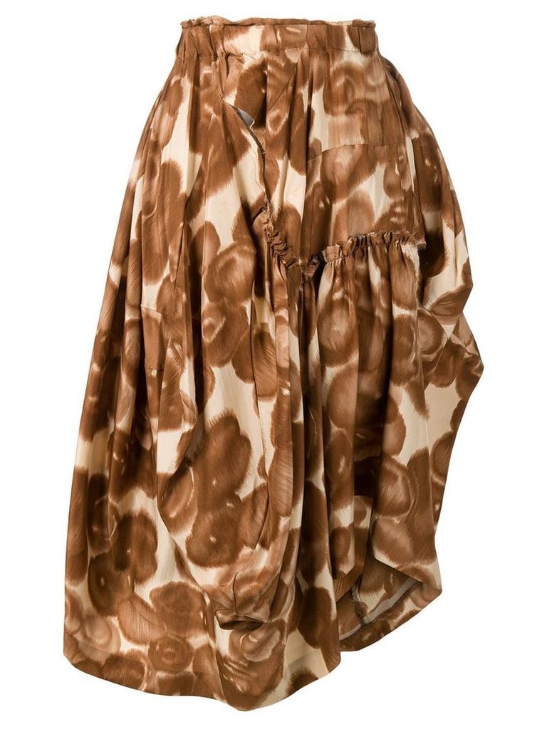 Comme Des Garçons Pre-Owned abstract print asymmetric skirt - Brown
