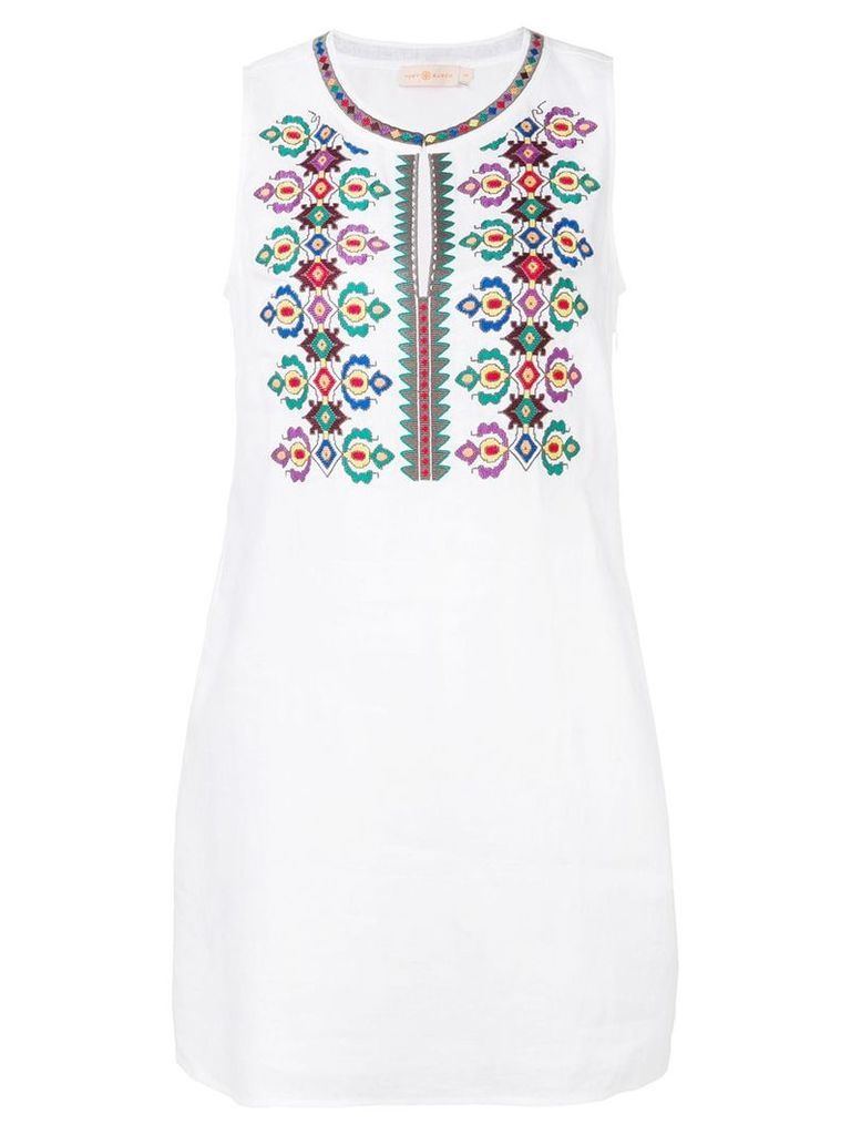Tory Burch embroidered shift dress - White