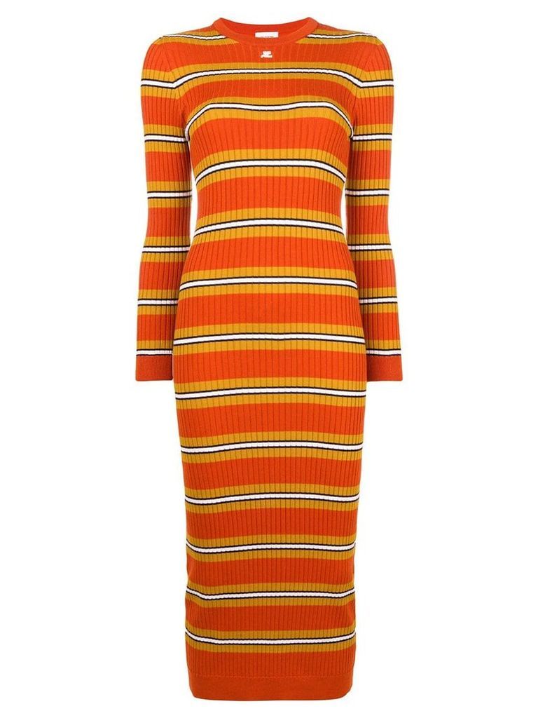 Courrèges striped fitted knitted dress - Orange
