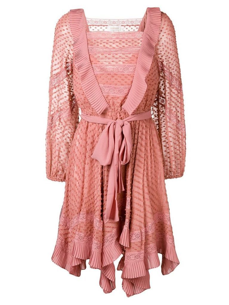Zimmermann embroidered draped dress - Pink