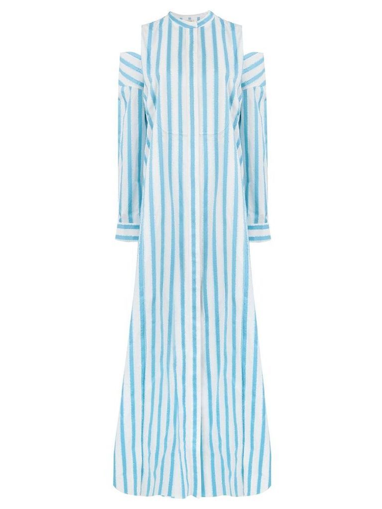 Maison Rabih Kayrouz off-shoulder striped long dress - Blue