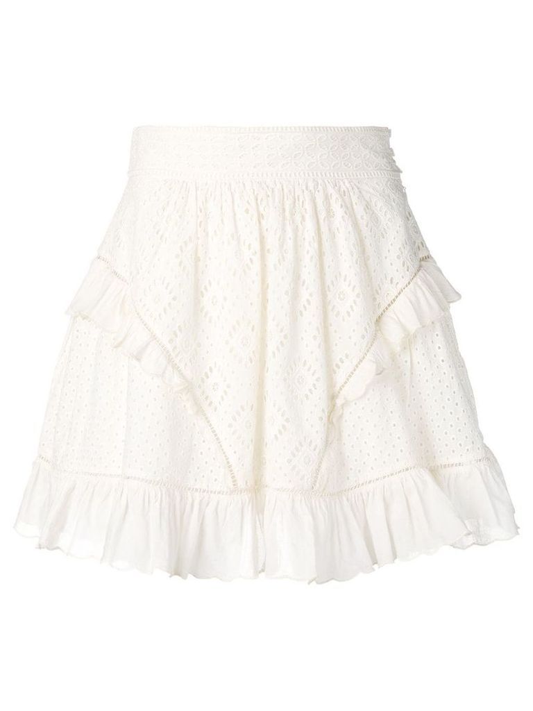 Twin-Set Broderie Anglaise Cotton Full Skirt - White