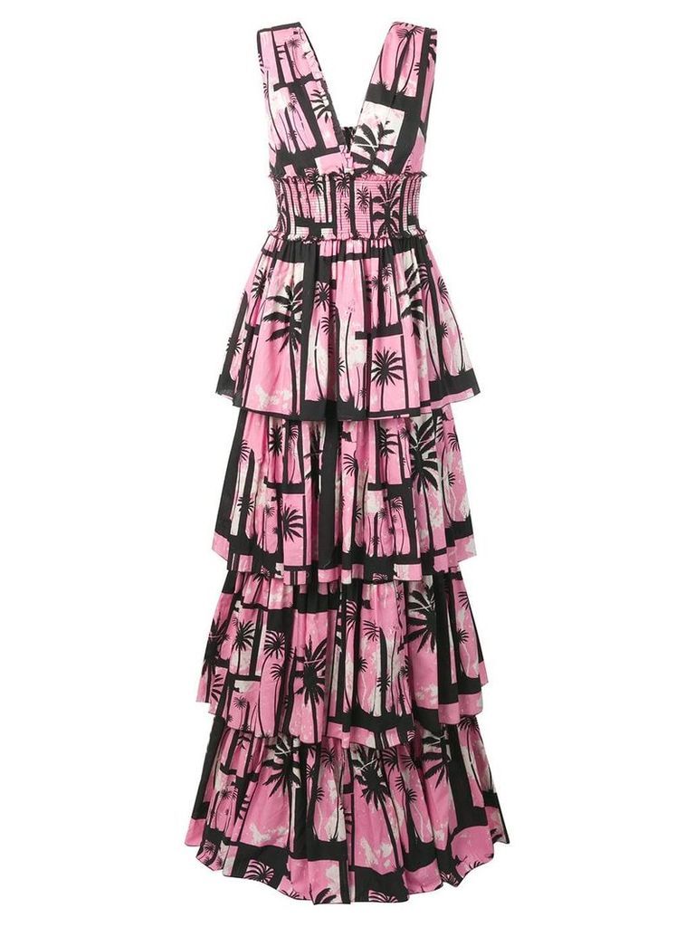 Fausto Puglisi tropical print tiered dress - Pink