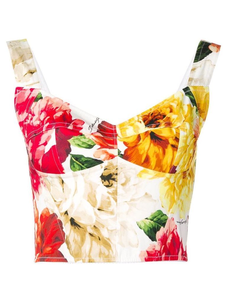 Dolce & Gabbana floral-print cropped top - Red