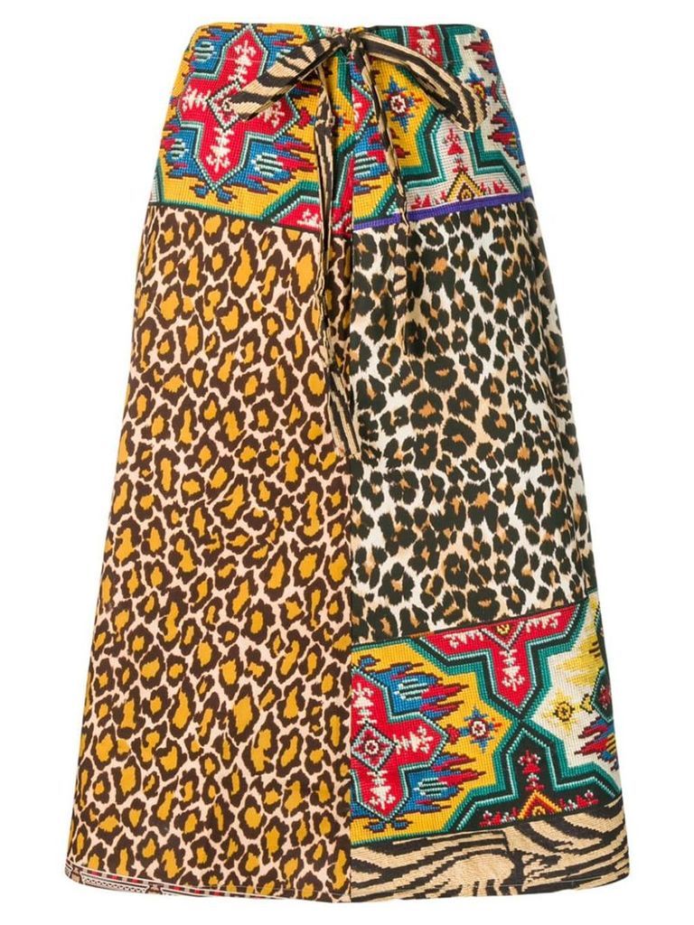 Pierre-Louis Mascia animal patchwork full skirt - Neutrals
