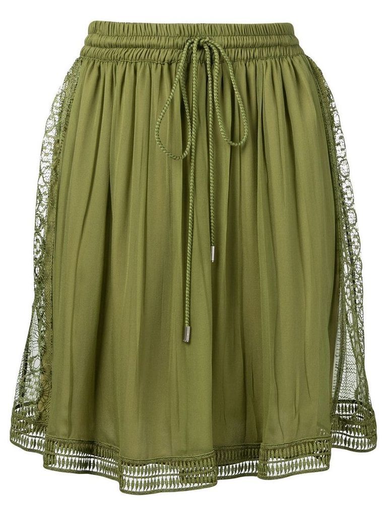 Alberta Ferretti embroidered lace trim skirt - Green