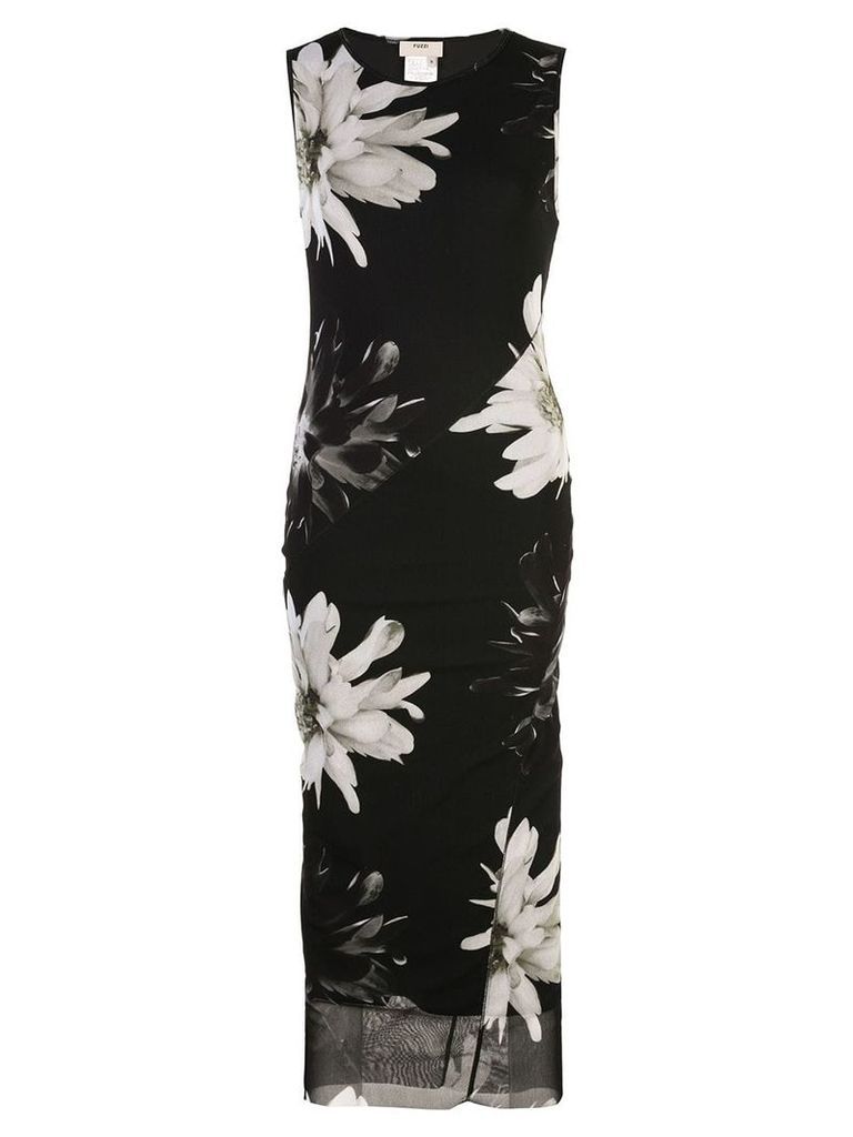 Fuzzi floral print midi dress - Black