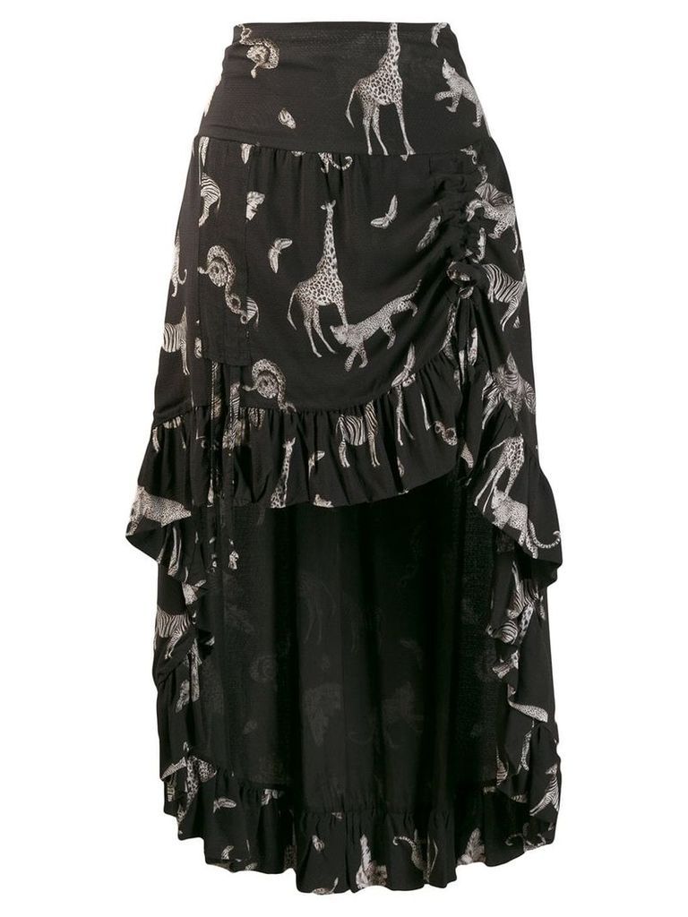 SO ALLURE giraffe print high low skirt - Black