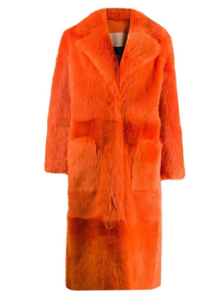 Liska oversized print coat - ORANGE