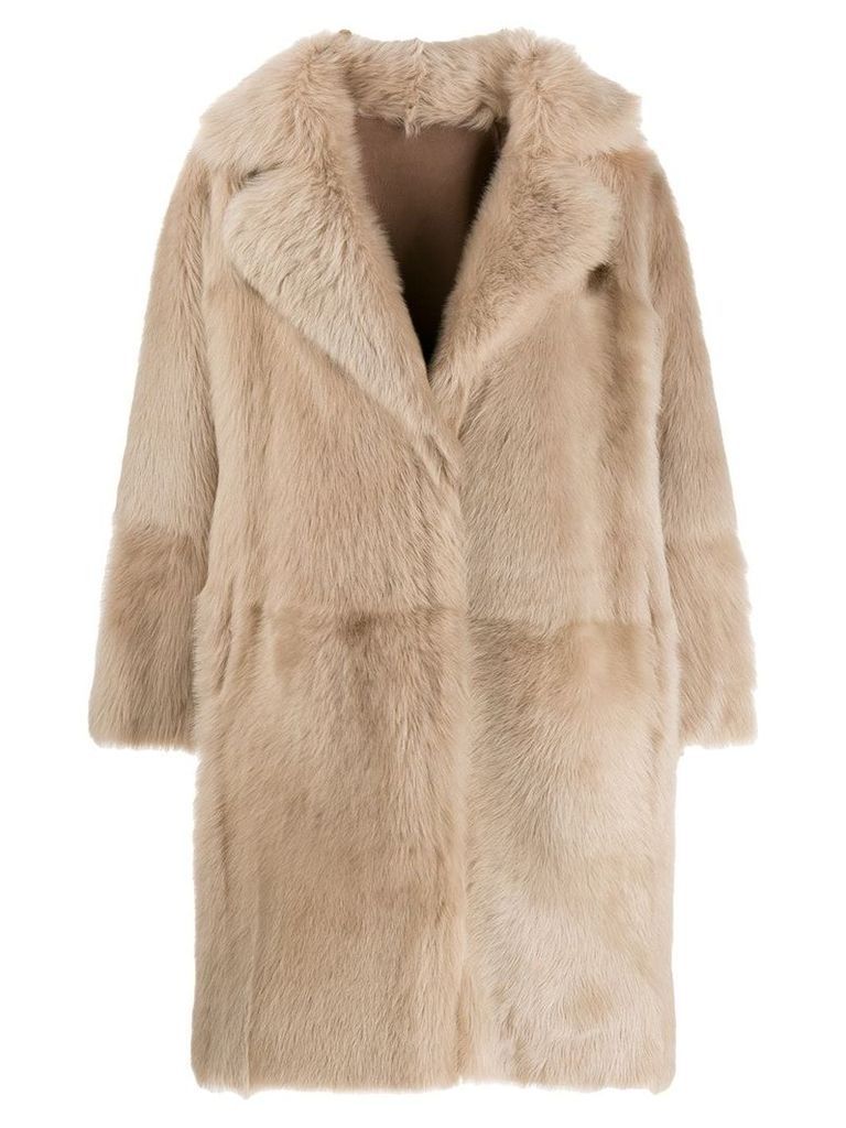 Liska oversized shearling coat - Neutrals