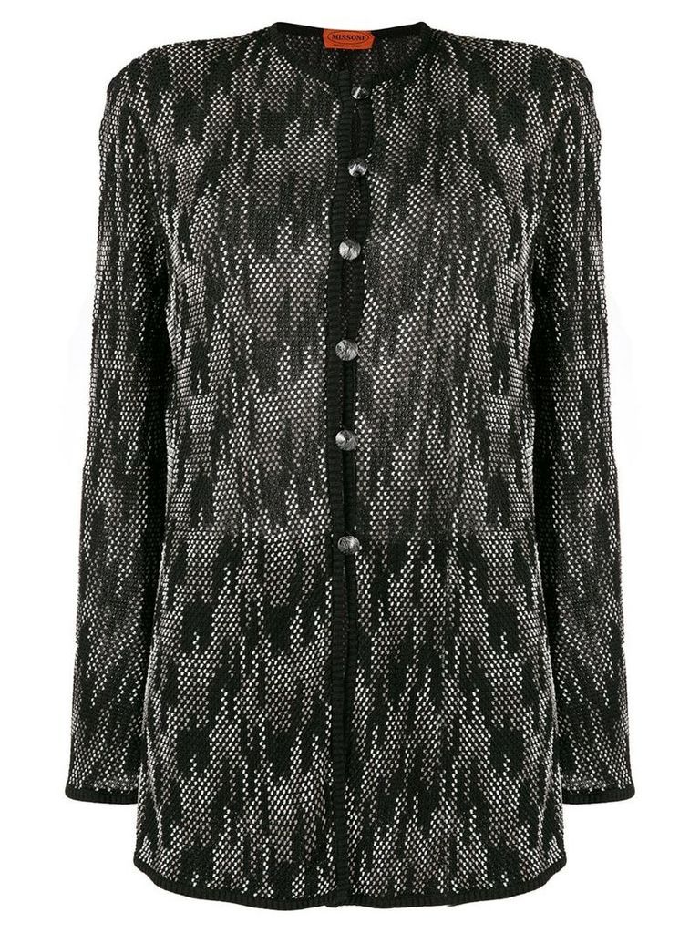 Missoni Pre-Owned bouclé patterned buttoned coat - Black