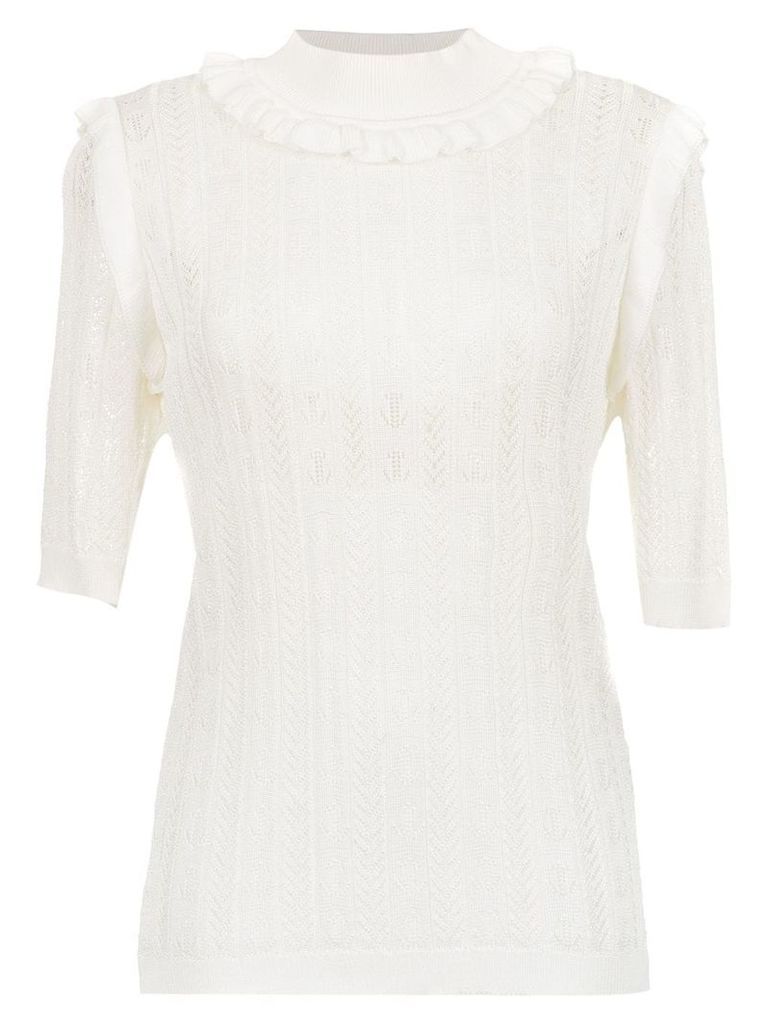 Andrea Bogosian ruffled knit blouse - White